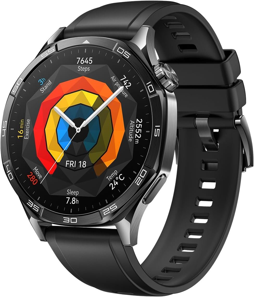 HUAWEI Watch GT 5 46mm Smartwatch, up to 14 Days Battery Life, All New Running and Cycling Sports Smart Watch, Sharp Edged Design, Health Tracking, Compatible with iOS and Android, Black.