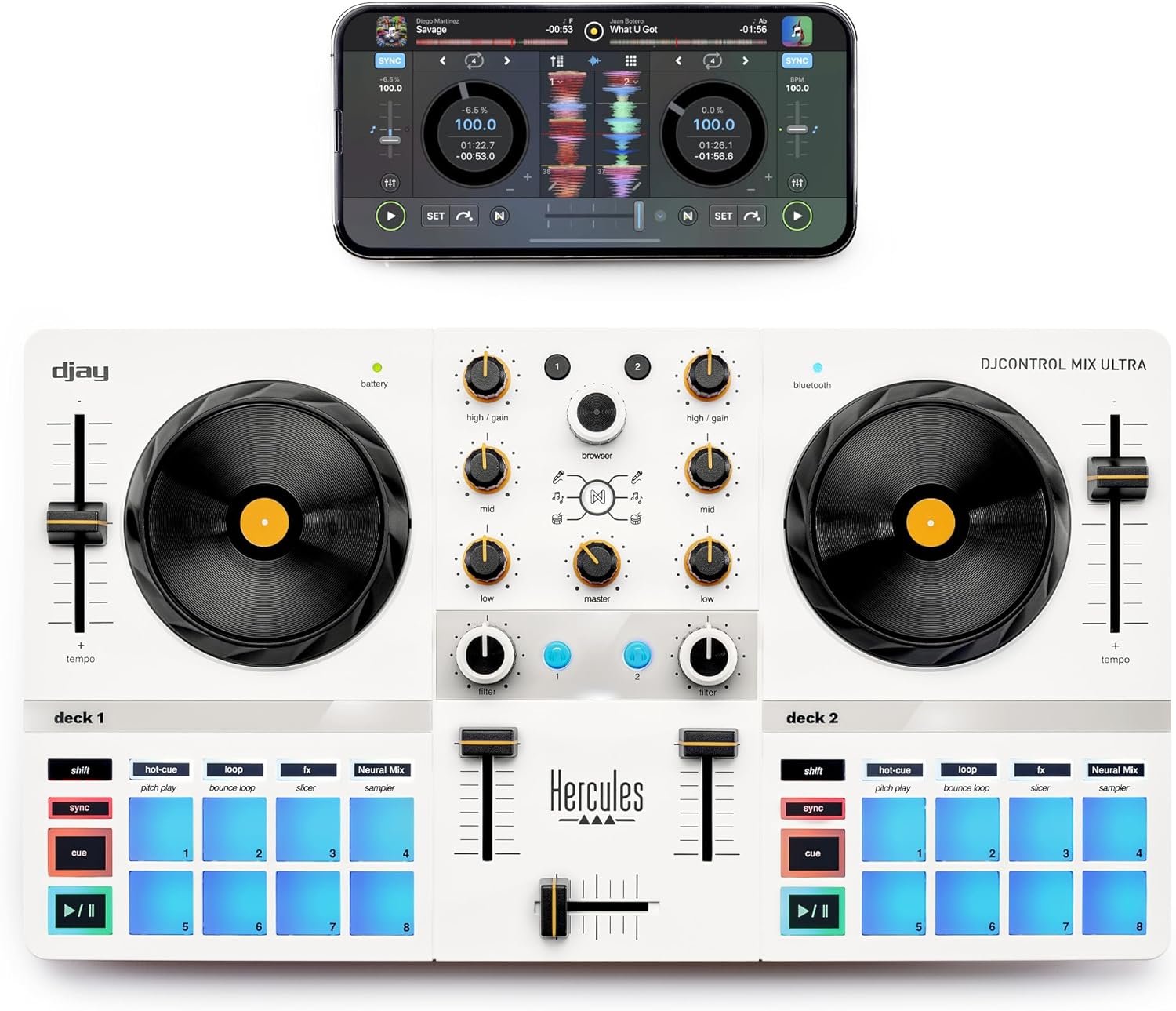 Hercules DJControl Mix Ultra – Mobile DJ Controller for Smartphones (iOS/Android)