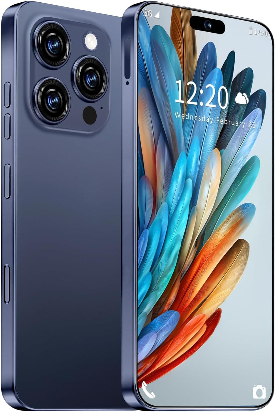 Huness I16 ProMAX Smartphone Unlocked Cell Phone,6.99″ HD Screen Unlocked Phone,8+256GB Android 13 with 128GB Memory Card,Face ID/Dual SIM/5G/Fingerprint Button Unlock/Photos/GPS (Deep Blue, 8+256)