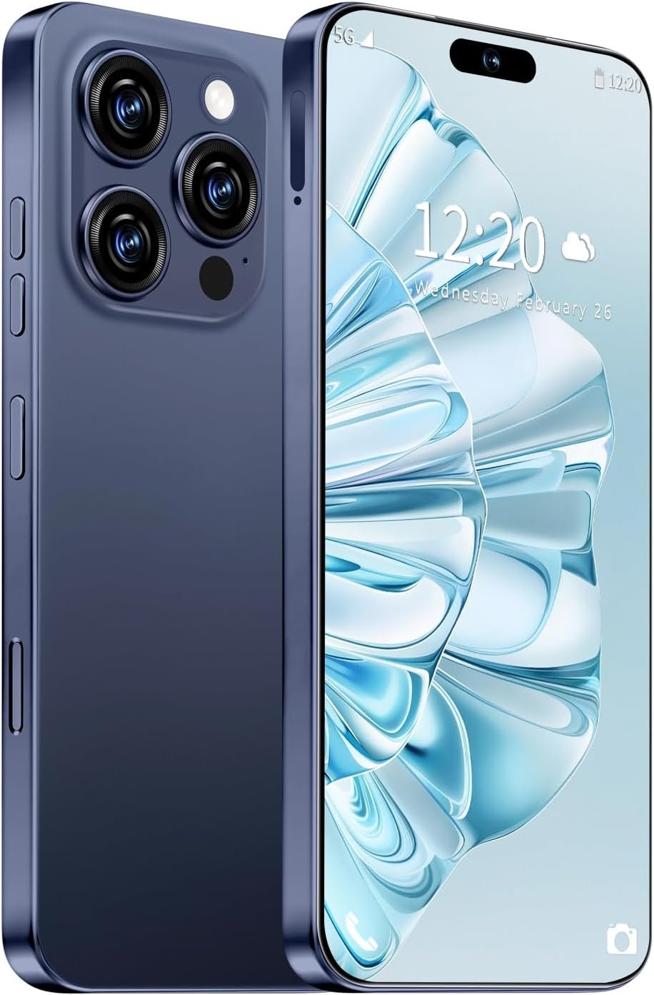 I16 PROMAX Unlocked Phone, 6.99inch Cell Phone with Android 13 12GB+512GB 7000mAh Long Battery Life, HD Screen Smartphone with Dual SIM, Fingerprint Lock, Face ID, Photos 5G Phone (Deep Blue)