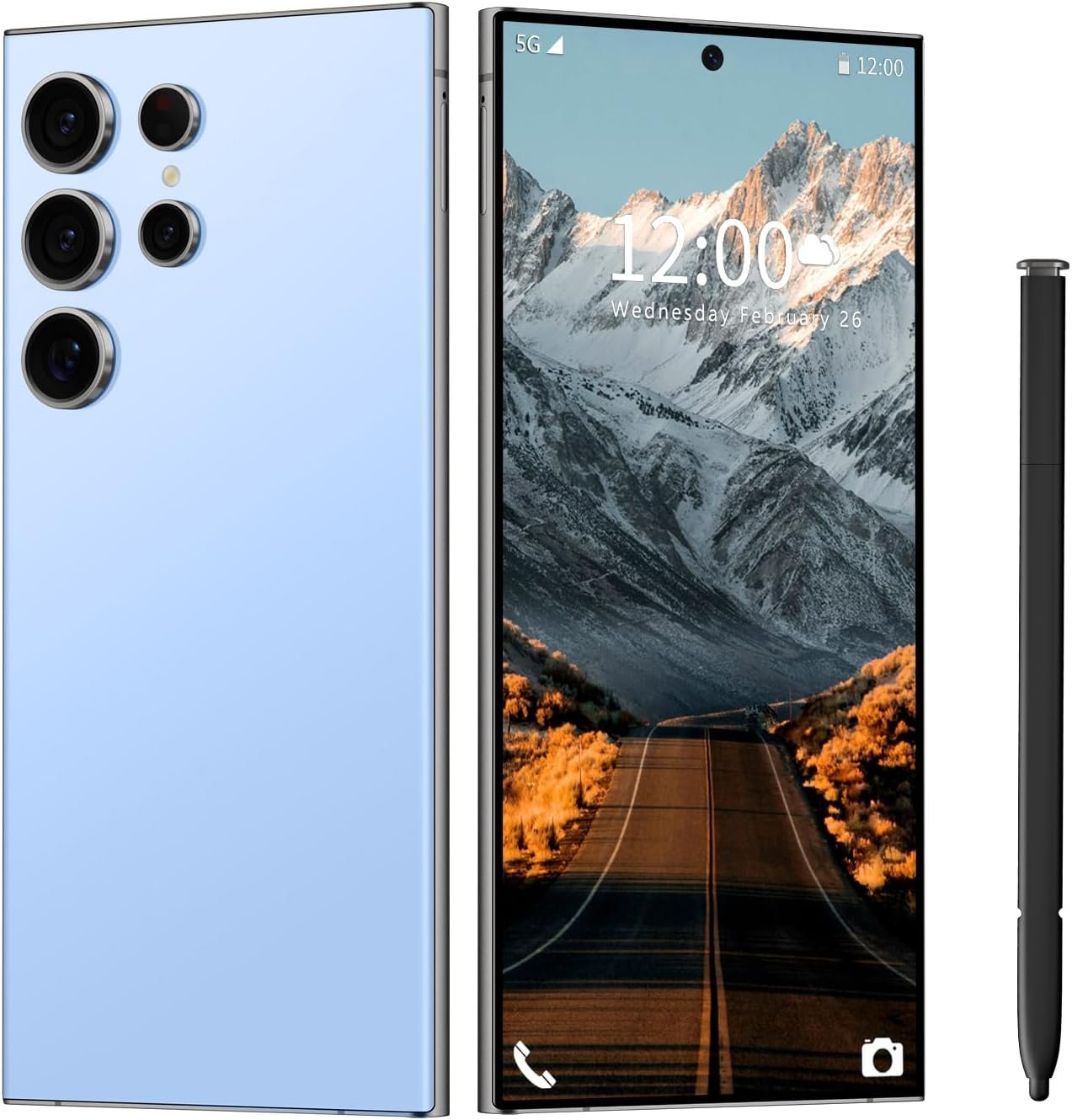 I24 Ultra Unlocked Phone 6+256GB,Built in Pen The Phone,Smartphone Battery 6800mAh 6.82″ HD Screen,Android 13.0 with 128GB Memory Card Cell Phone,Face ID/5G/Fingerprint Lock/GPS (Blue, 6+256)