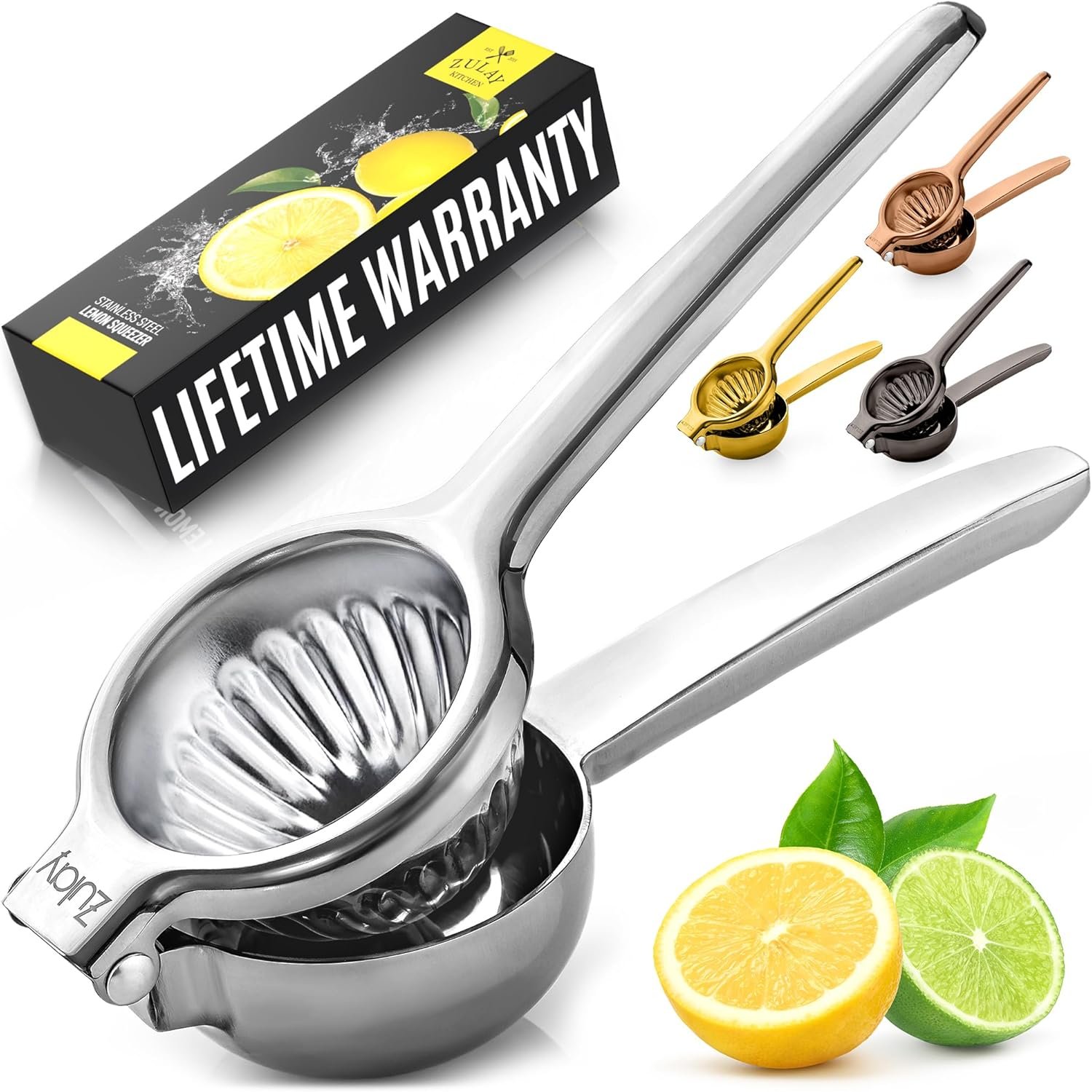 Lemon Squeezer Stainless Steel with Premium Quality Heavy Duty Solid Metal Squeezer Bowl – Large Manual Citrus Press Juicer and Lime Squeezer Stainless Steel – by Zulay Kitchen