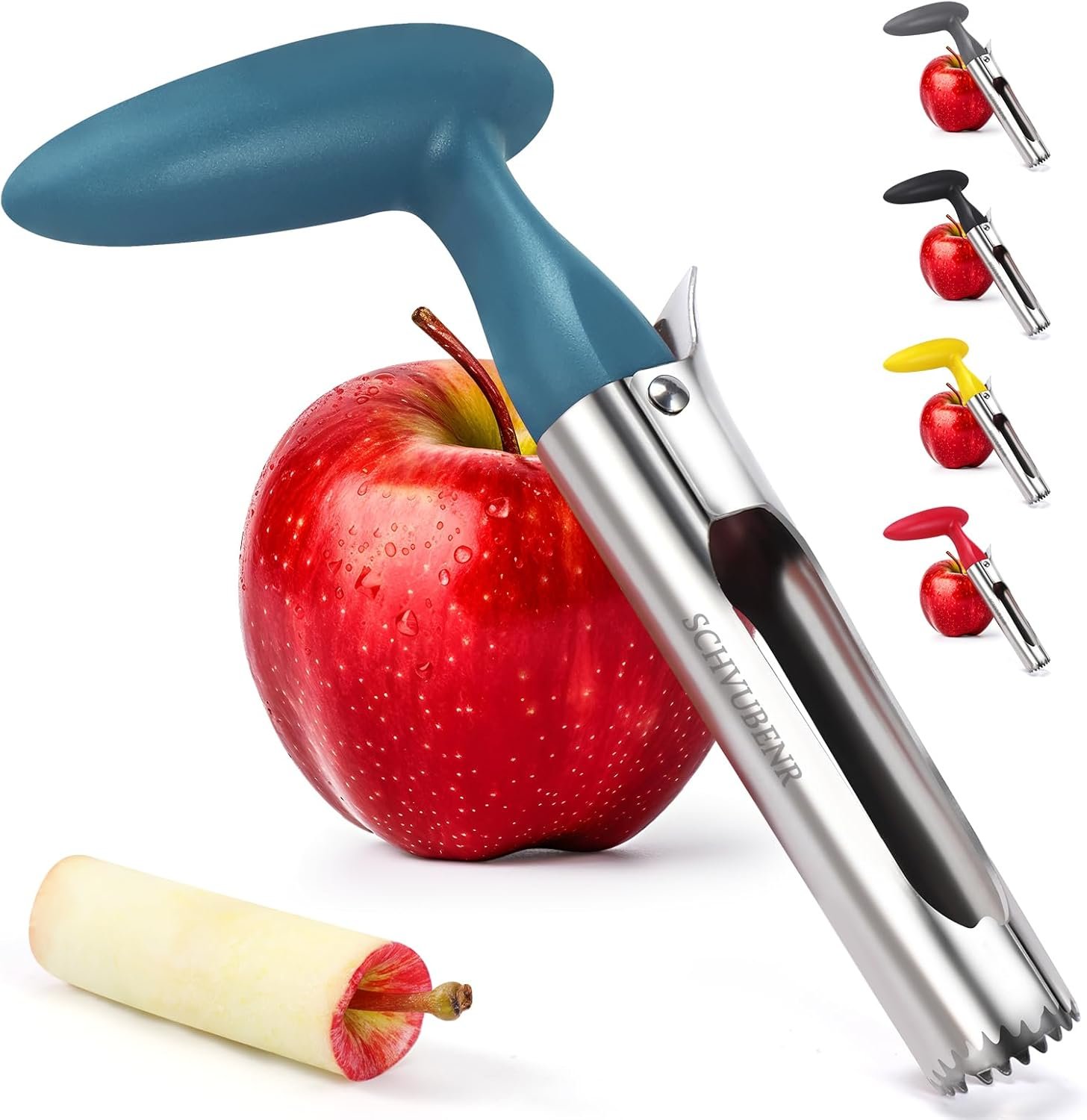 SCHVUBENR Premium Apple Corer Tool – Easy to Use and Clean – Sturdy Apple Remover with Sharp Serrated Tips – Stainless Steel Corers for Apple and Pear – Core Fruits with Ease (Blue)