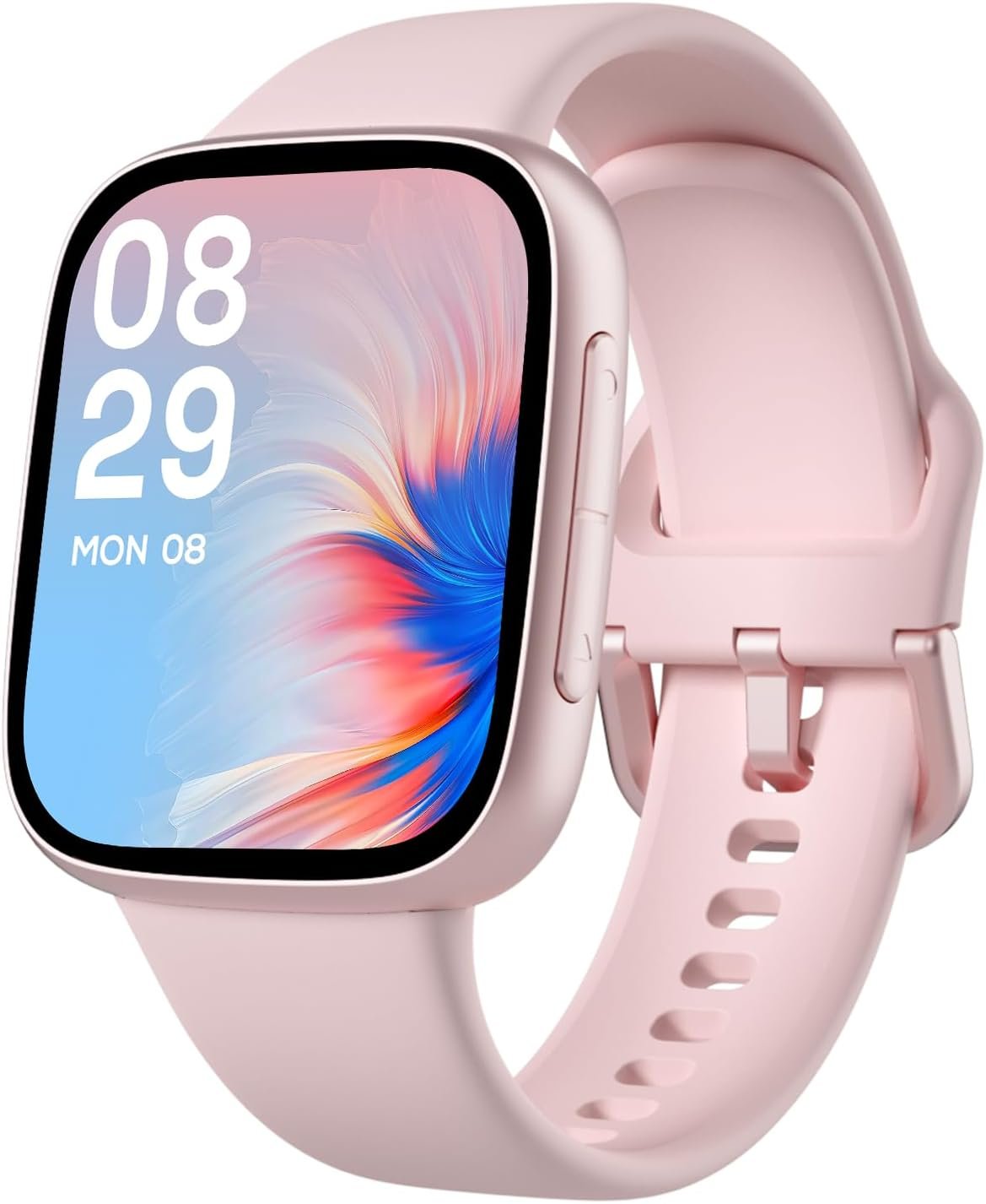 Smart Watch, AMOLED Ultra-Clear Screen, 3ATM Swimming Waterproof, Answer/Make Calls, Fitness Tracker Running Watch, Heart Rate/Sleep Tracker/100 Sports, Compatible Android/iOS Phone, Pink