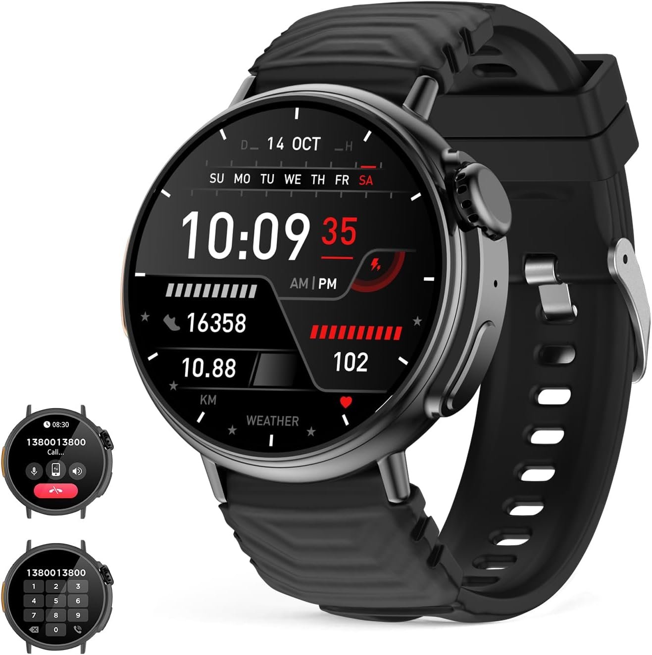 Smart Watch Ultra 1.52″ Round HD Display with Call (Receive/Make Call) Ai Voice,Music Player, Fitness Watch for Men Women Waterproof Activity Tracker with 120 Modes Sports for iPhone Andorid
