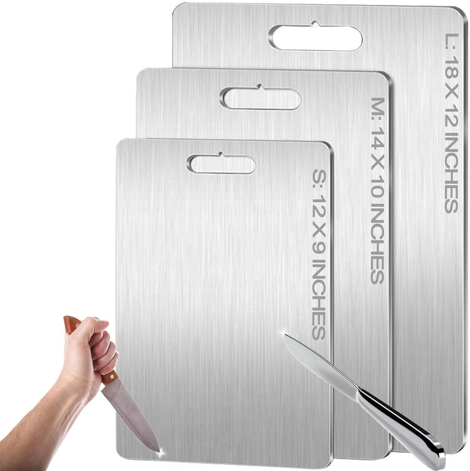 Titanium Cutting Board, Stainless Steel Food Grade Cutting Board, Titanium Cutting Board for Kitchen, 14 * 10 Inch, Meat, Fruit, Vegetable Cutting Boards, Medium, Silver