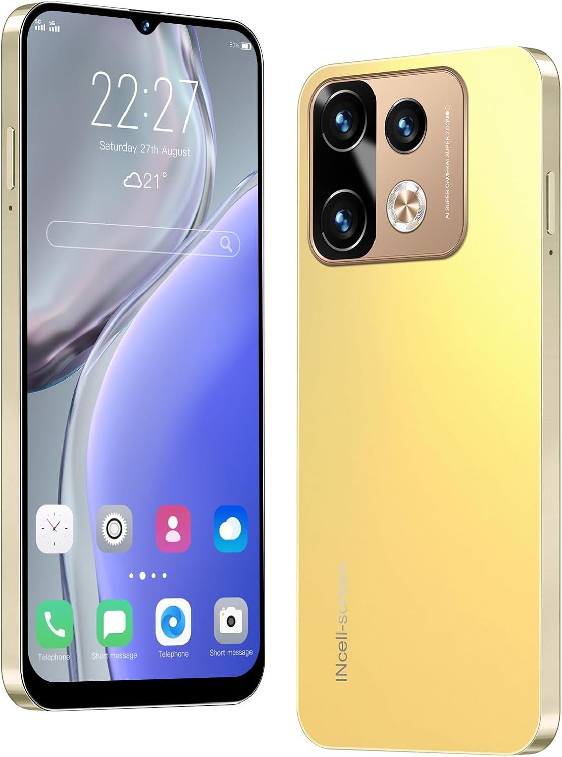 VwWv SIM Free Unlocked Mobile Phones, 4G Dual SIM 6.3” Cheap Smartphone with 4300mAh, 3GB RAM+32GB ROM,256GB Extension, Android 12.0 OS, Daul Camera,GPS, Face ID,Global version (Note40Pro+ Gold)