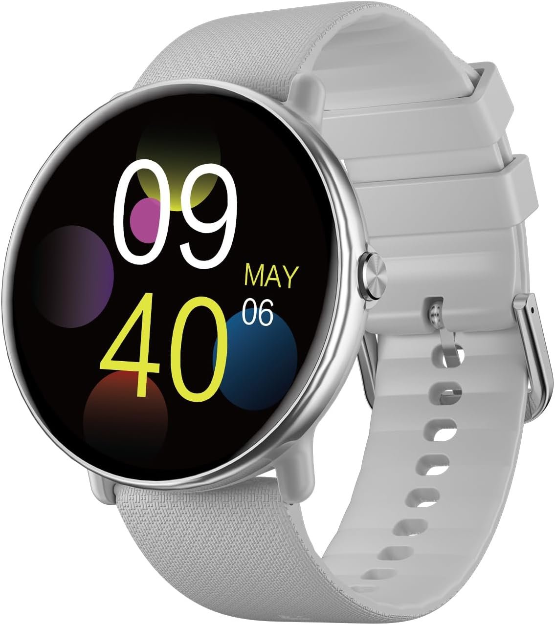 Wapik Smartwatch for Men Women AMOLED Display(Answer/Make Calls),Fitness & Health Tracker with Heart Rate,Blood Oxygen,Sleep Monitor,IP68 Waterproof Smartwatch for iPhone Android Silver