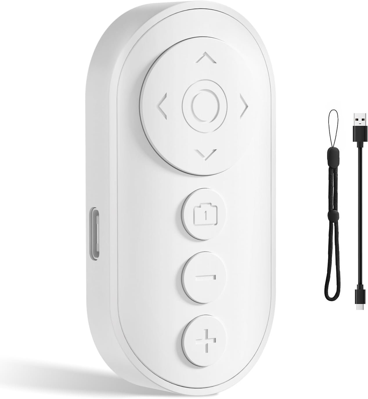 Wireless Camera Remote with Zoom/Switch for Photo and Vlogging Compatible with iOS & Android Smartphone, Bluetooth Video Scrolling for Tiktok, Rechargeable Page Turner for E-Book APPS-White