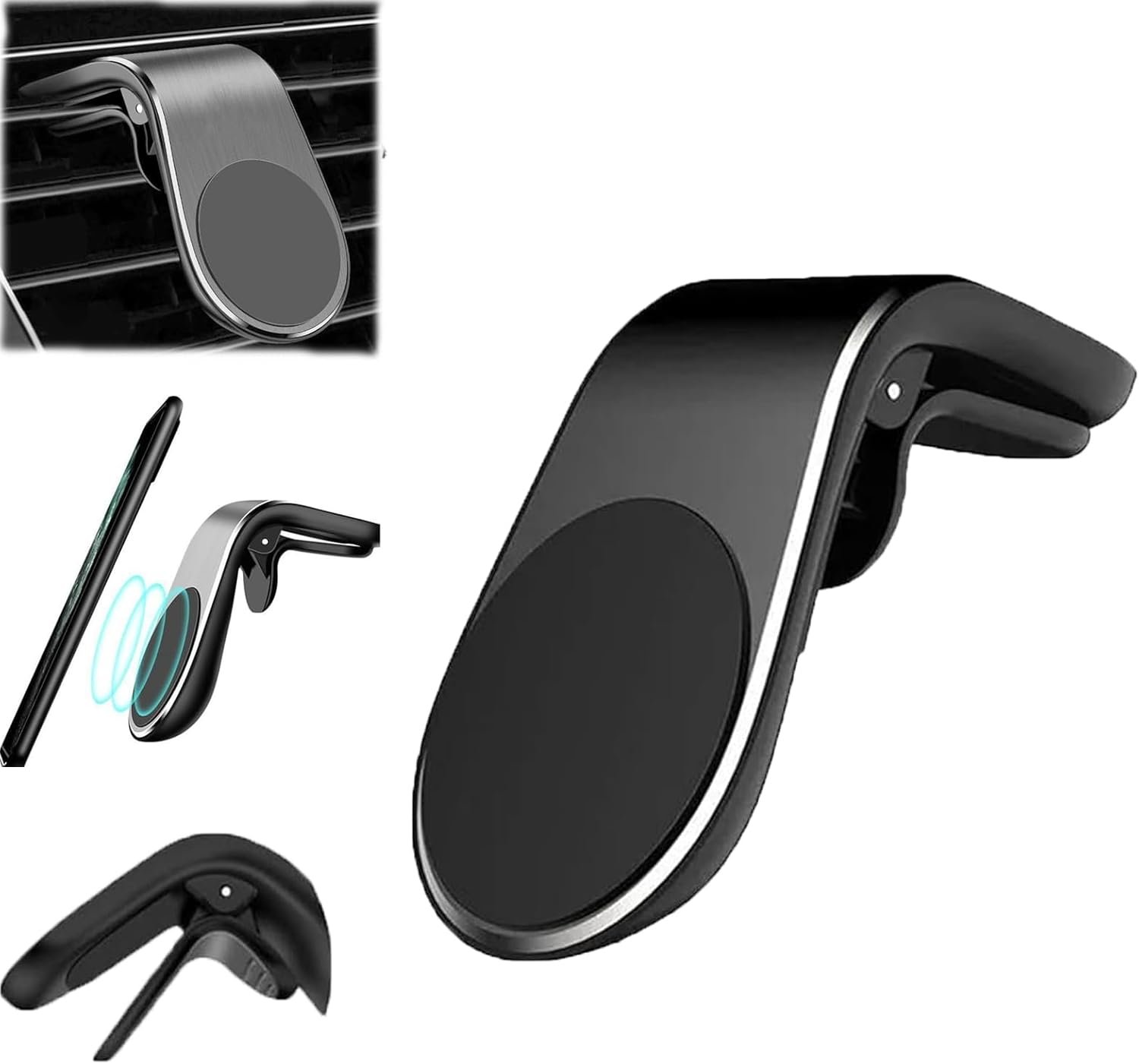 Mobile Phone Navigation Magnetic Bracket, L Type 360° Rotatable Car Phone Mount Magnet Universal Car Cellphone Holder Strong Magnet Mount forAny Smartphone (Black)