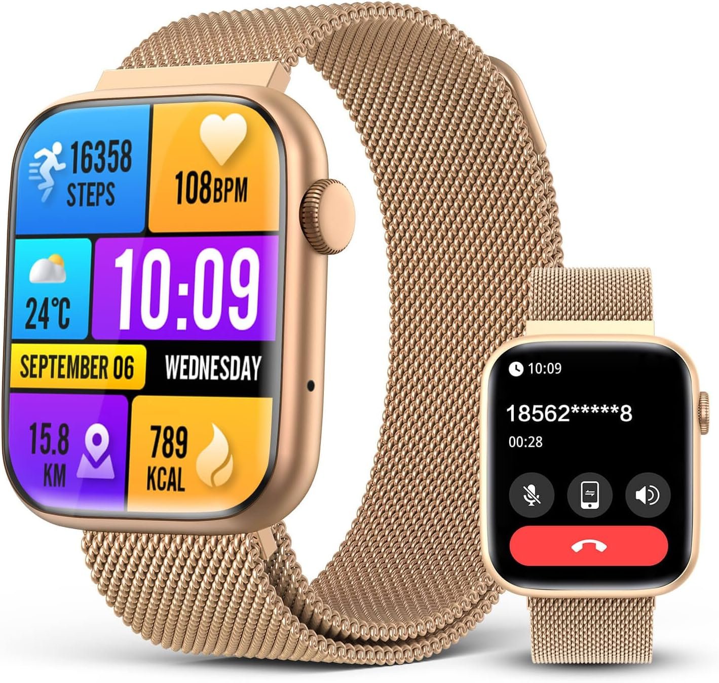 2025 Smart watches for Women, 1.9″ AMOLED DA GPT AI Voice Smartwatch with Bluetooth Call, 24/7 Heart Rate Stress Sleep Monitor,123 Sports Modes, IP68 Waterproof Fitness Tracker for Android iOS