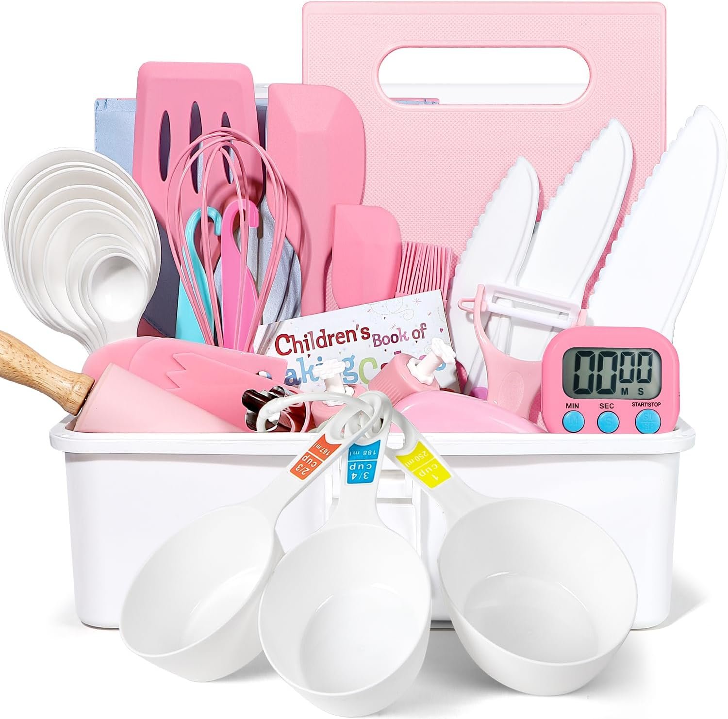 37PCS Kids Cooking Sets Real, Kids Cooking and Baking Gift Set with Storage Case Timer Kid Safe Knives Cutting Board, Toddler Real Kitchen Tools, Birthday Gifts for Girls Boys Age 4 – 8