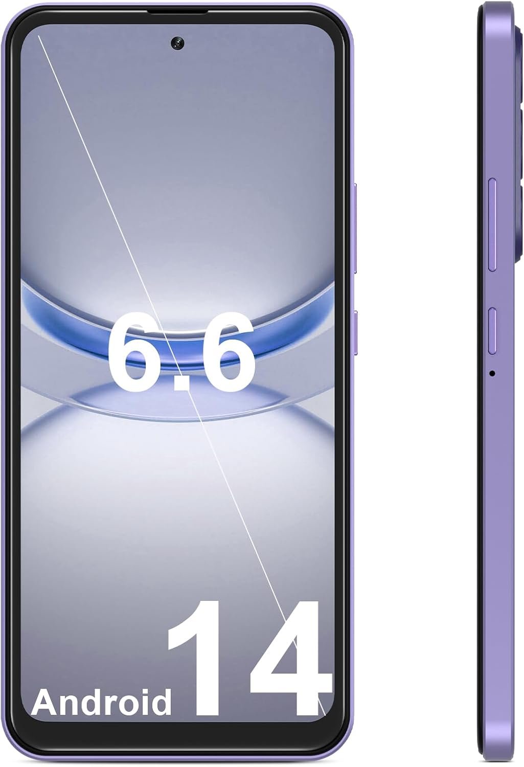 A1 | 4G | Android Phone | 6.6 Inch Screen | Face Unlocked Phones | Unlocked for T-Mobile | 32GB Android 14 | 3GB RAM Cell Phone | Octa-Core Dual SIM | 2025 | Purple