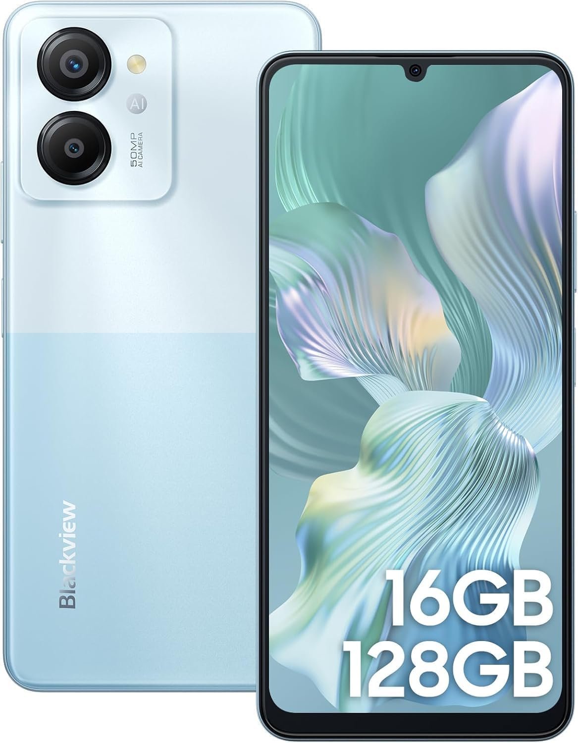 Blackview Color 8 Unlocked Phones, Octa-Core 16GB+128GB/SD 2TB Android Phones, 50MP Camera Mobile Phone, 6000mAh+18W, 6.75″HD+ 90Hz, 3 Card Slots, 4G Dual SIM Phone, Fingerprint ID, T-Mobile Cellphone