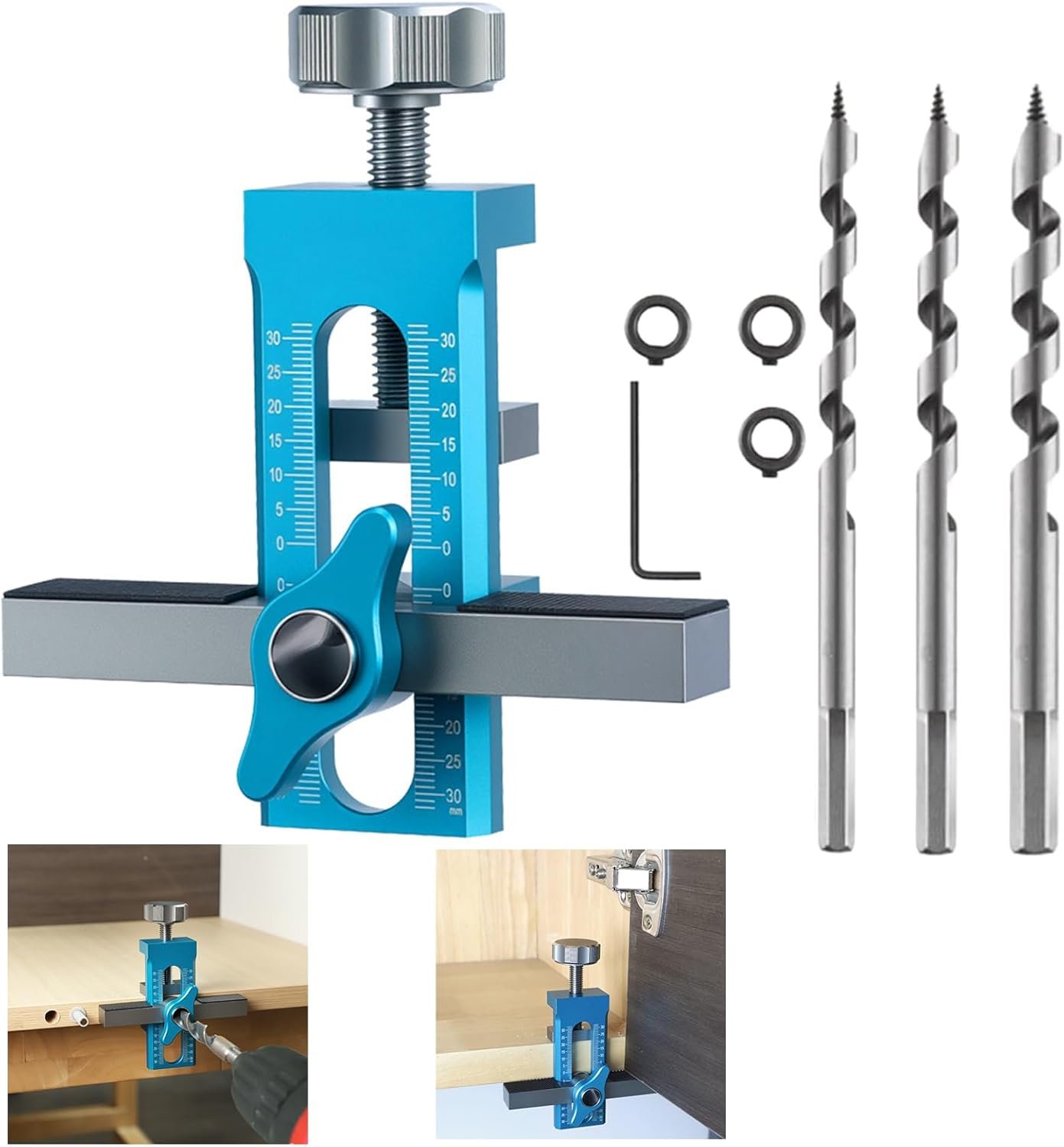 Cabinet Door Installation Positioner Cabinet Door Rebound Device Hole Punch Aluminum Alloy Cabinet 2 In 1 Cabinet Door Jig Adjustable Length Cabinet Door Positioning Tool