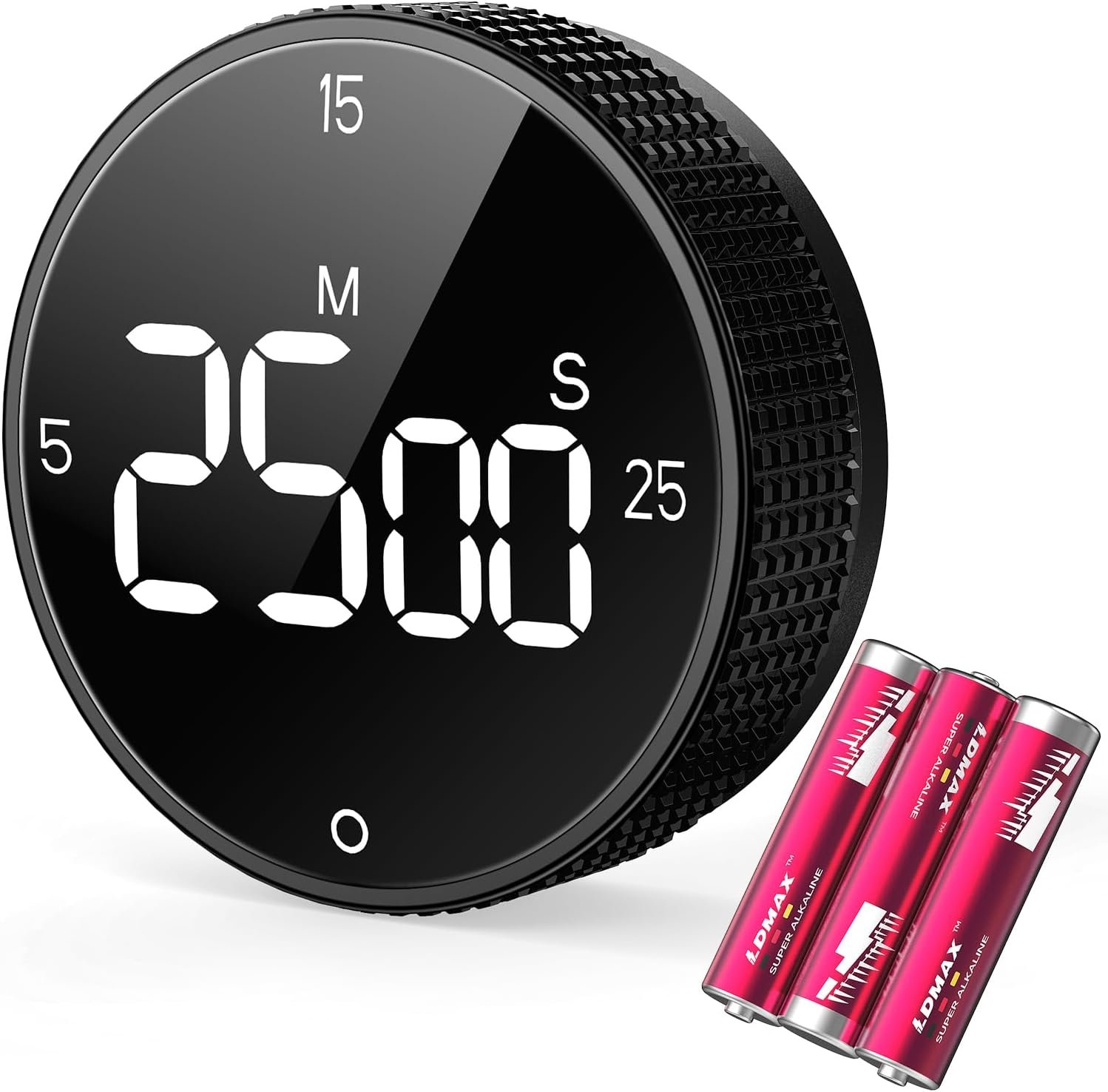 Cooking Timer, Magnetic Kitchen timers for Cooking with Loud Alarm, Battery Included, Large LED Display Countdown/Countup Timer, Preset 5/15/25 Mins, 3 Brightness for Baking Grilling Studying