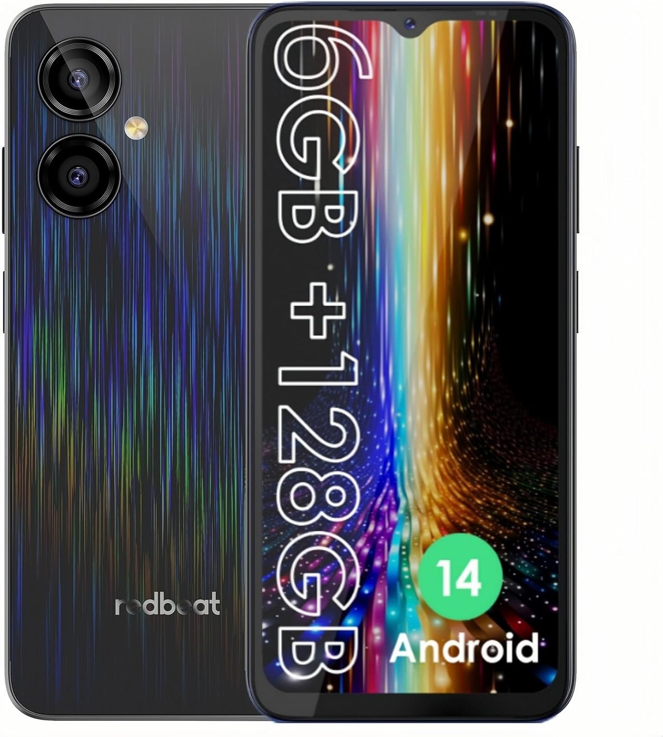 D5 Unlocked Android 14 Smartphone Gaming Phone 8-core 1.6GHz Processor 6.52 Inch IPS, 5000mAh, 6GB RAM 128GB ROM Expandable 1TB, 13MP + 5MP Camera, Dual 4G SIM Slots, GPS, Type-C, WiFi, Bluetooth 5.0