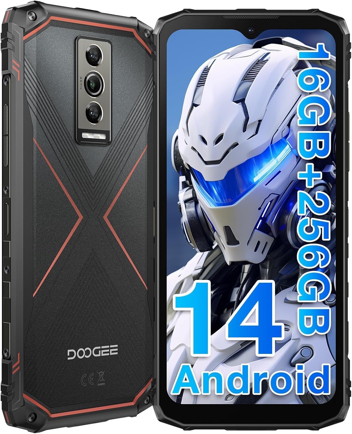 DOOGEE Blade 10 Pro (2025) Rugged Phone,10.7mm Ultra-Thin,16GB+256GB Rugged Smartphone,Android 14 Octa Core,6.56″ HD+90Hz,50MP+8MP,IP68/IP69K Waterproof Phone,Widevine L1,NFC/Face Unlock