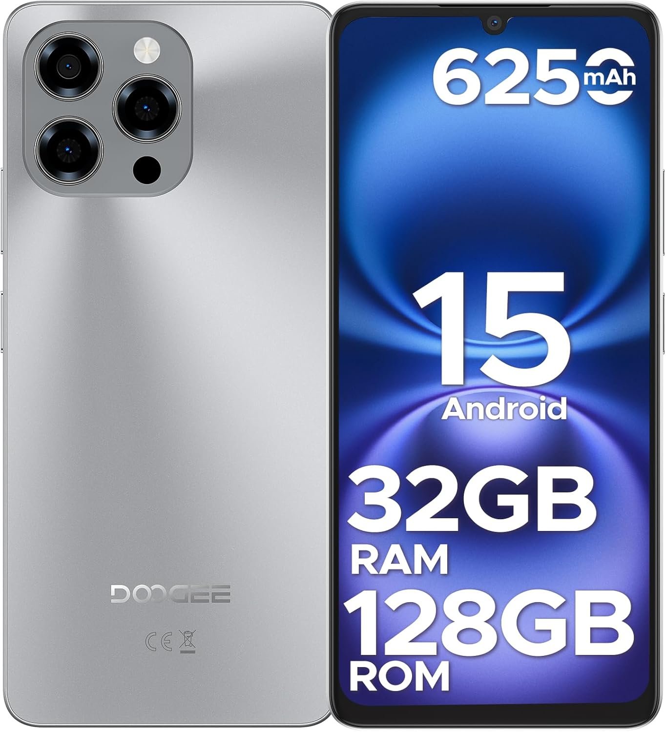 DOOGEE Note 58 Unlocked Cell Phone,Android 15 Smartphone with 32GB+128GB/2TB TF Expand,6250mAh Battery, 6.75″HD+ 90Hz Cellphone,4G Dual SIM Mobile Smart Phones, Widevine L1/NFC/OTG/Face Unlock,Natural