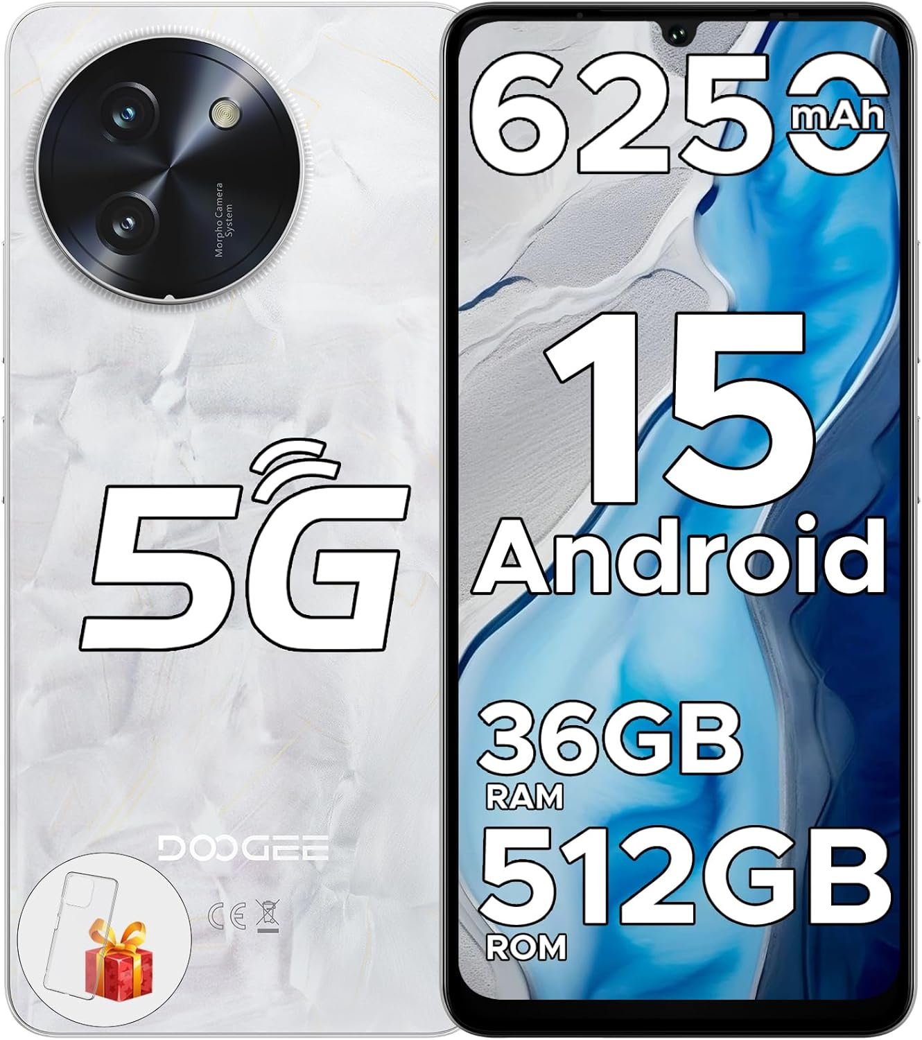 DOOGEE Note 59 Pro+ 5G Unlocked Cell Phone, Android 15 Smartphone, 36GB+512GB/2TB Expand, 6.75″ HD+ Display 120Hz, 6250mAh Battery, 5G Dual SIM Mobile Cell Phone, Face ID/Fingerprint/NFC/OTG