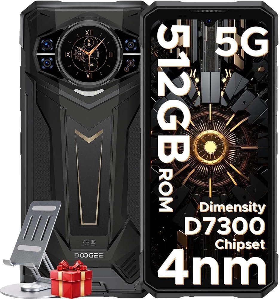 DOOGEE S200 Plus 5G Rugged Phone 2025,4nm D7300 CPU,32GB+512GB Android 14 Rugged Cell Phone with 1.32″Amoled Screen,10100mAh/33W,100MP Camera Rugged Smartphone,6.72″ FHD/120Hz,Waterproof Phone,NFC/OTG