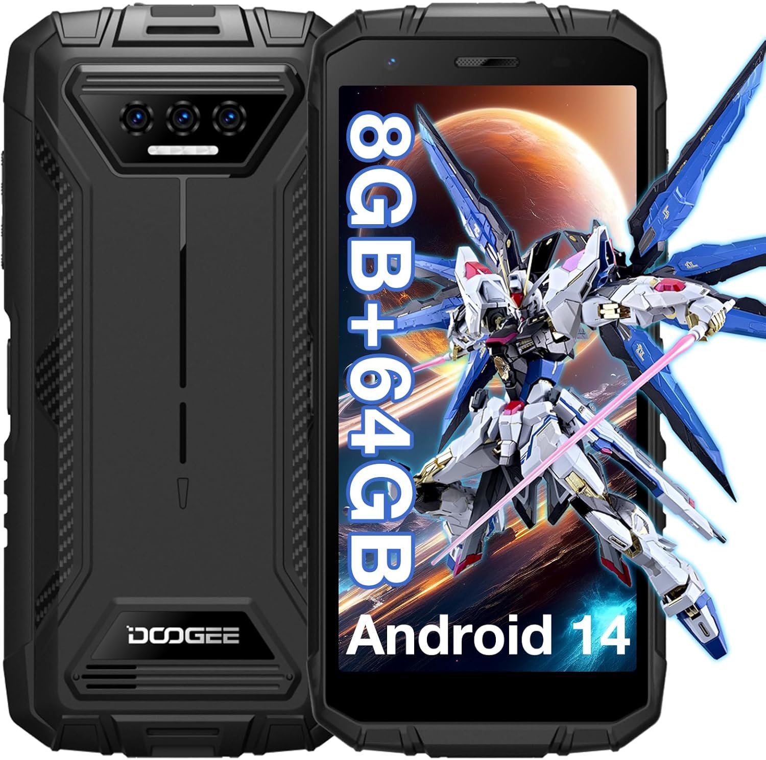 DOOGEE S41T Rugged Phone Unlocked 2025,Android 14 6300mAh Battery,8GB+64GB,4G Dual Sim Rugged Smartphone,13MP Camera,IP68 Waterproof Cell Phone,Face Unlock,NFC/T-Mobile