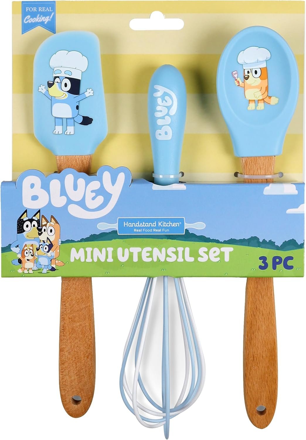 Handstand Kitchen Bluey Silicone Baking Utensil Set with 9″ Spoon, 8.75″ Spatula and 8.5″ Whisk