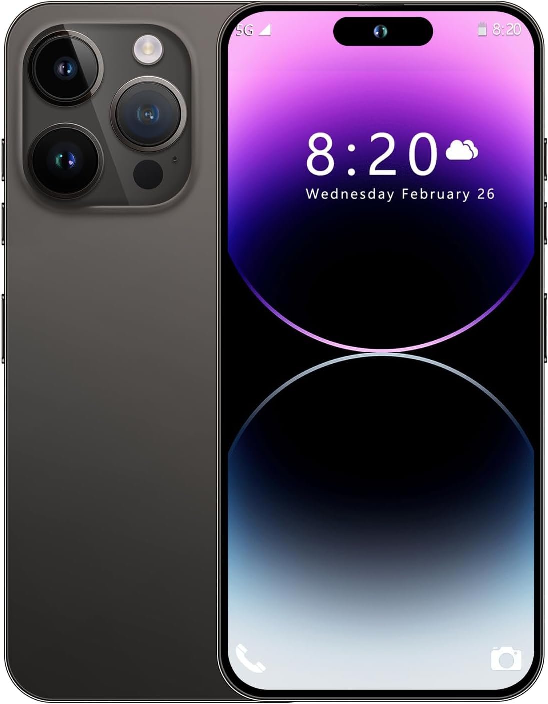 I14 Pro Max Unlocked Cell Phone,Long Battery Life 6.82″ HD Screen Unlocked Phones,Android13 6+256GB Smartphone with 128G Memory Card,Dual SIM/Fingerprint Lock/Face ID/GPS (Black)