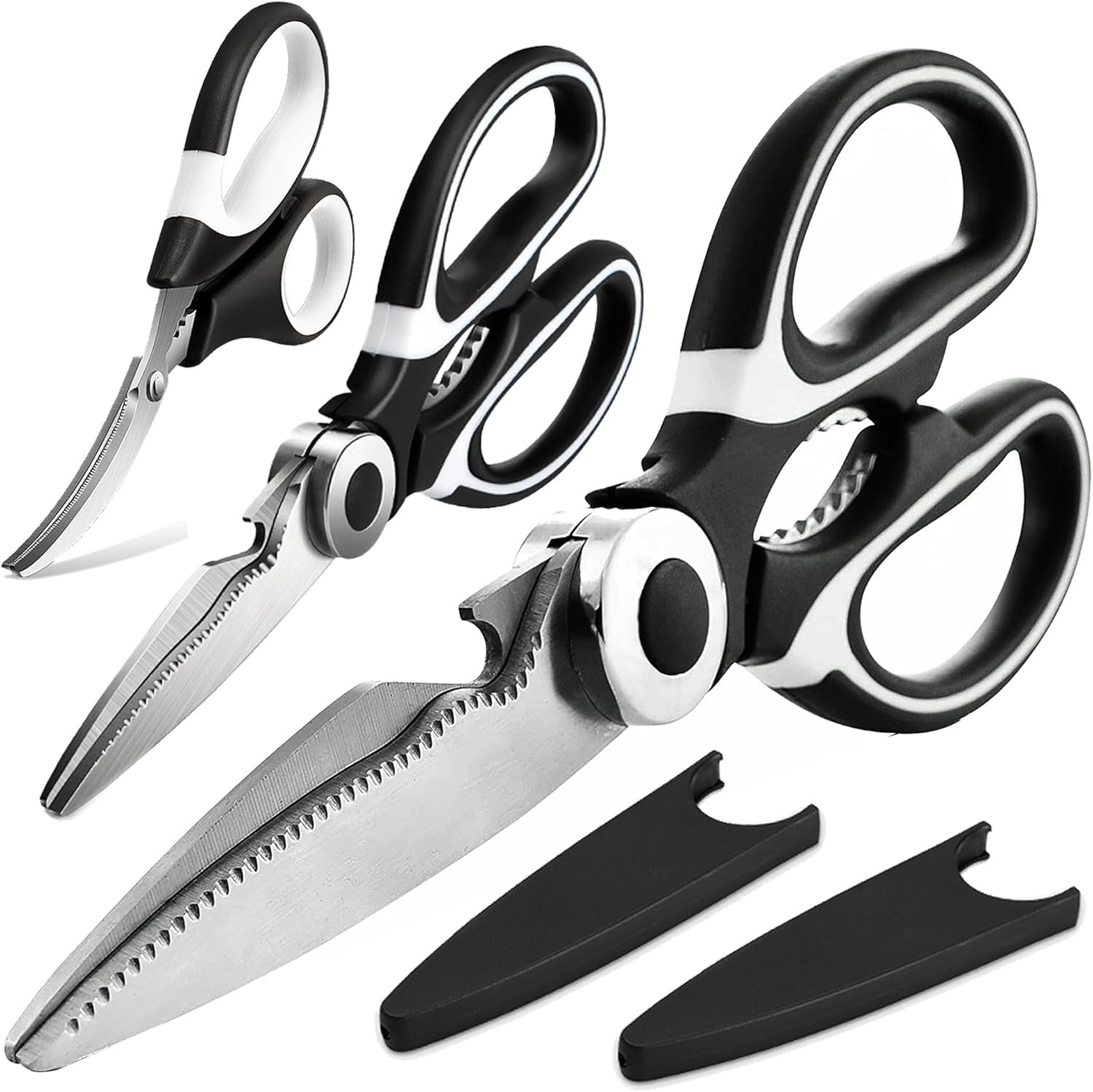 Kitchen Scissors All Purpose 3 Pack – Heavy Duty Stainless Steel Cooking Shears for Cutting Meat, Food, Fish, Poultry Multipurpose Sharp Sissors for Dishwasher Safe