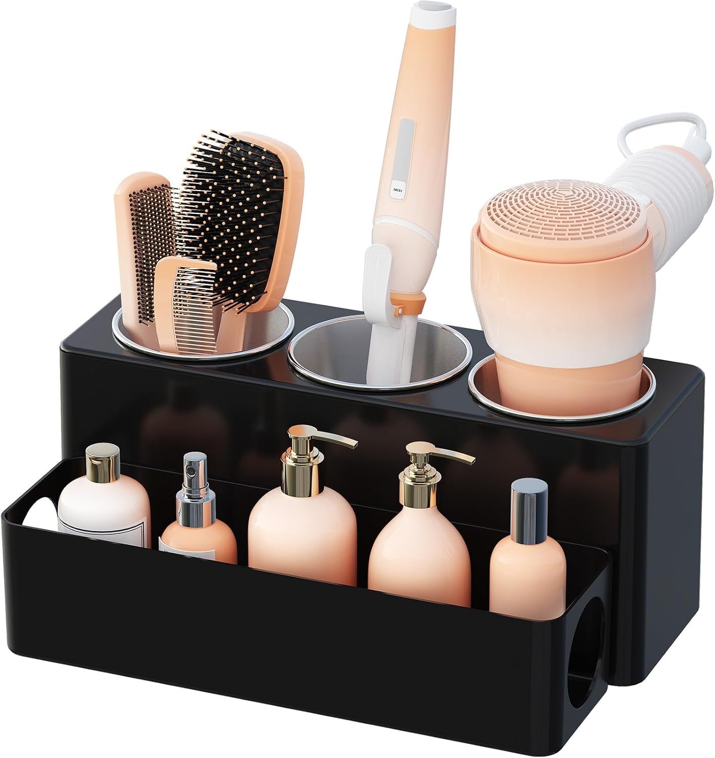 Lifewit Hair Tool Organizer, Hair Blow Dryer Holder Countertop, Removable Acrylic Hair Brush Storage Stand for Curling Iron/Hair Styling Tools/Makeup Accessories in Bathroom, Vanity, Kitchen