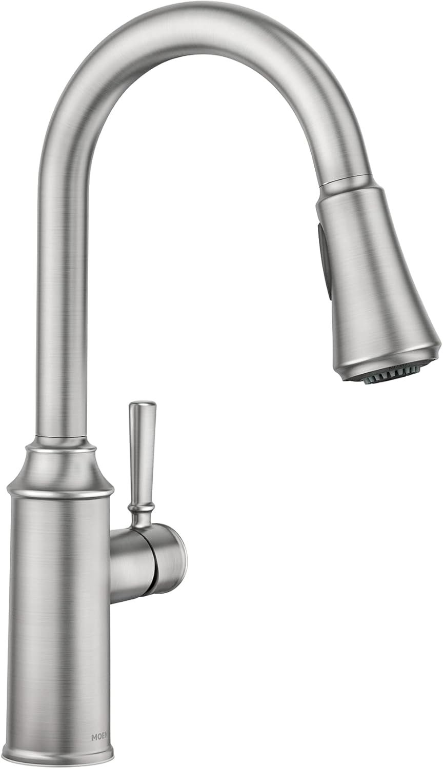 MOEN 87801SRS Conneaut One Handle Pulldown Kitchen Sink Faucet with Reflex Docking and Power Clean, Spot Resist Stainless