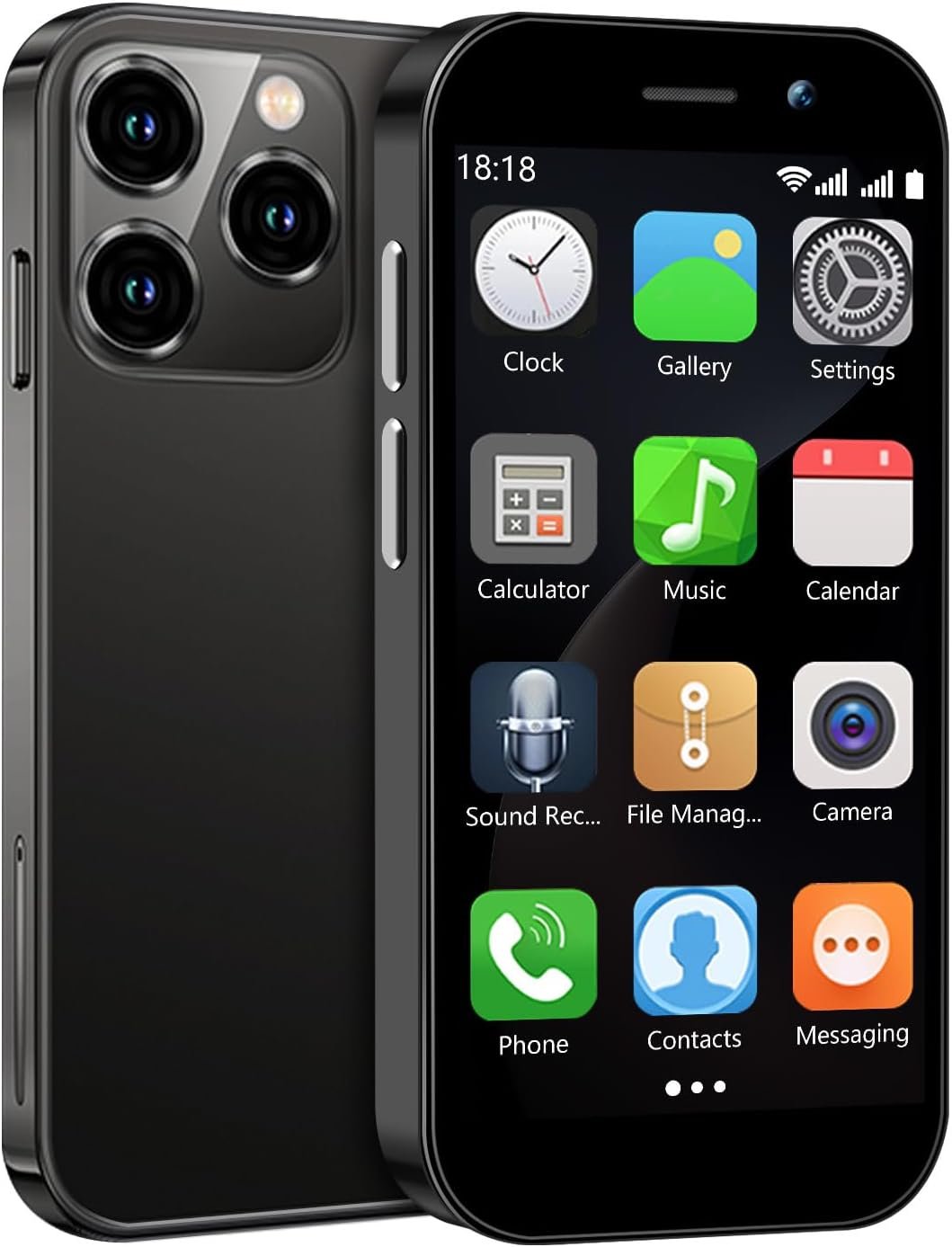 Mini Phone 4G Unlocked World’s Smallest Mini Smartphone 3.0” Touch Screen Compact Mobile Phone for Kids & Students 2000mAh Battery Cell Phone with Dual SIM Quad Core Face ID GPS 2GB+16GB Black