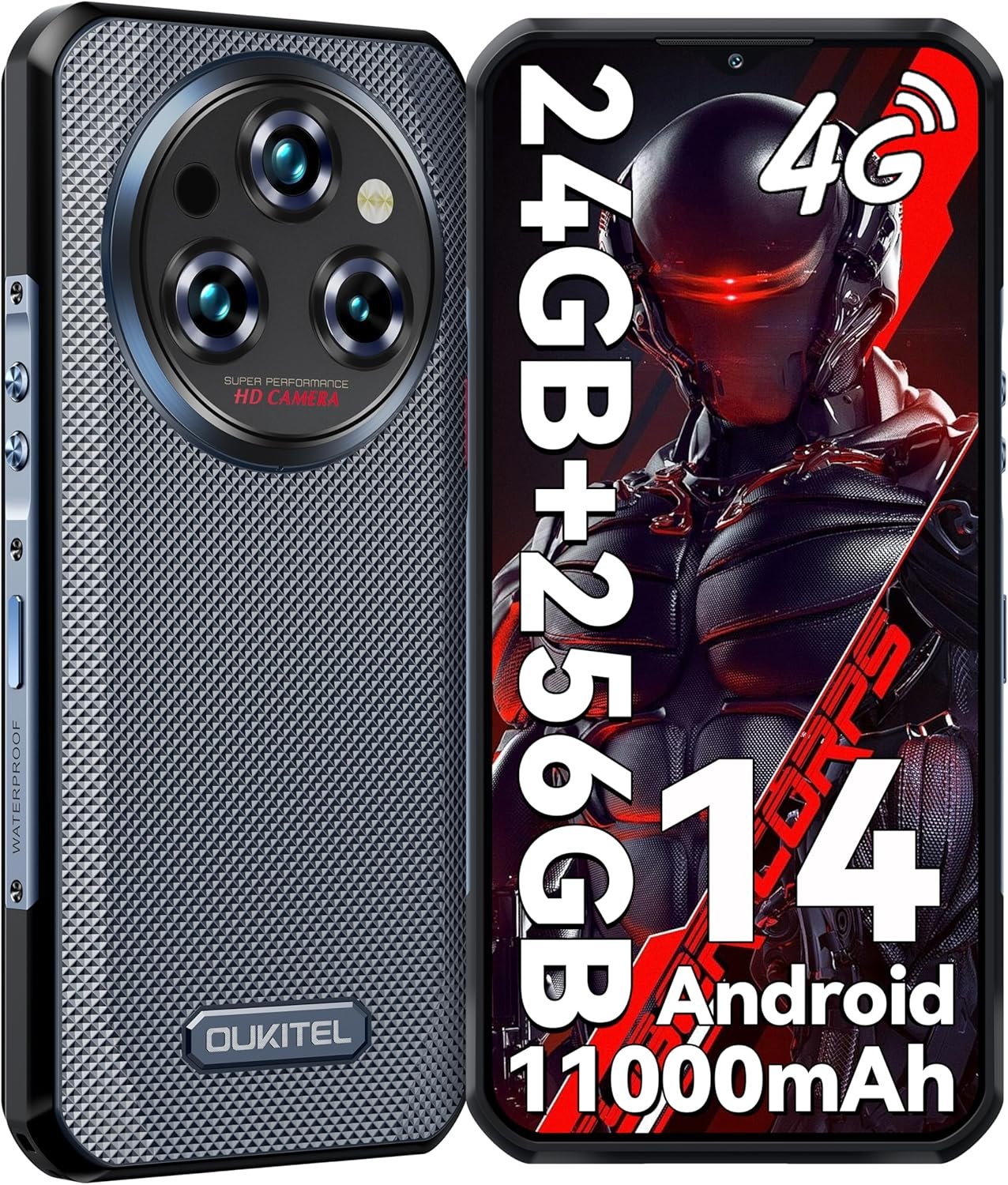 OUKITEL WP35S Rugged Smartphone Unlocked Android 14-24GB+256GB 11000mAh Large Battery, 6.56″ FHD+ Phone, 48MP Main Camera IP68/IP69K Waterproof Cell Phone 4G Dual SIM NFC/OTG/BT5.0/T-Mobile,Black