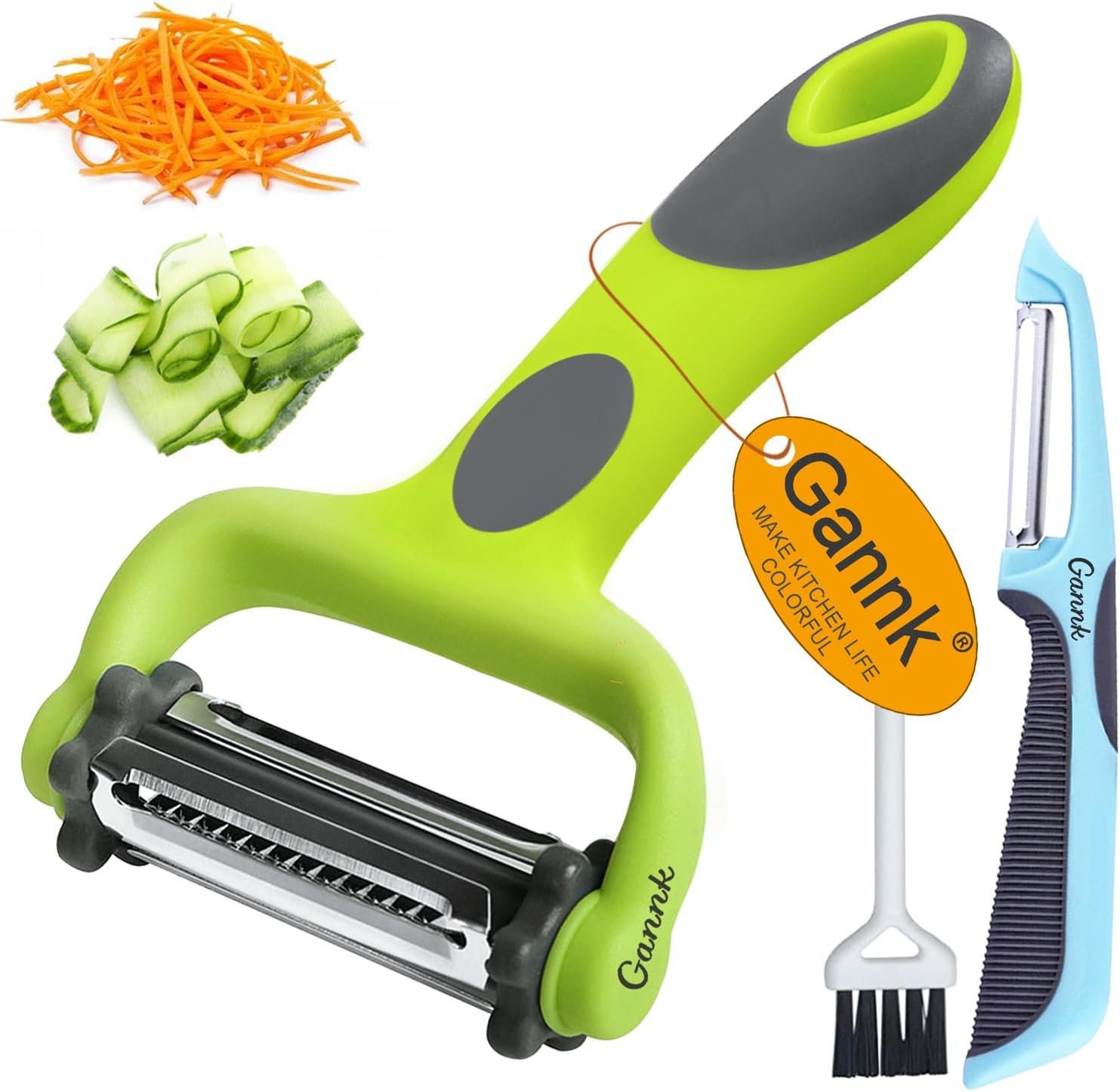 Potato Apple Vegetable Peelers for Kitchen, I and Y Peelers for Fruit Veggie Potatoes Carrot Cucumber, 3 in 1 Blade Spin Design With Julienne Function