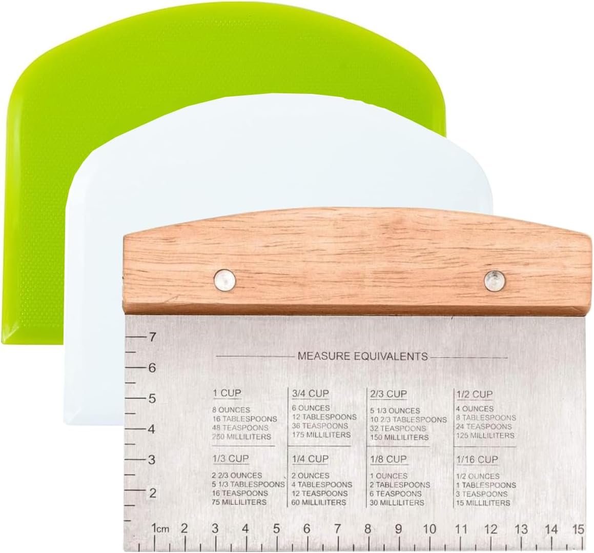 Premium Stainless Steel Dough Cutter and Scraper – Versatile Kitchen Utensil for Bread, Pizza, and Flat Top Griddles – Commercial Grade Bench Scraper and Chopper