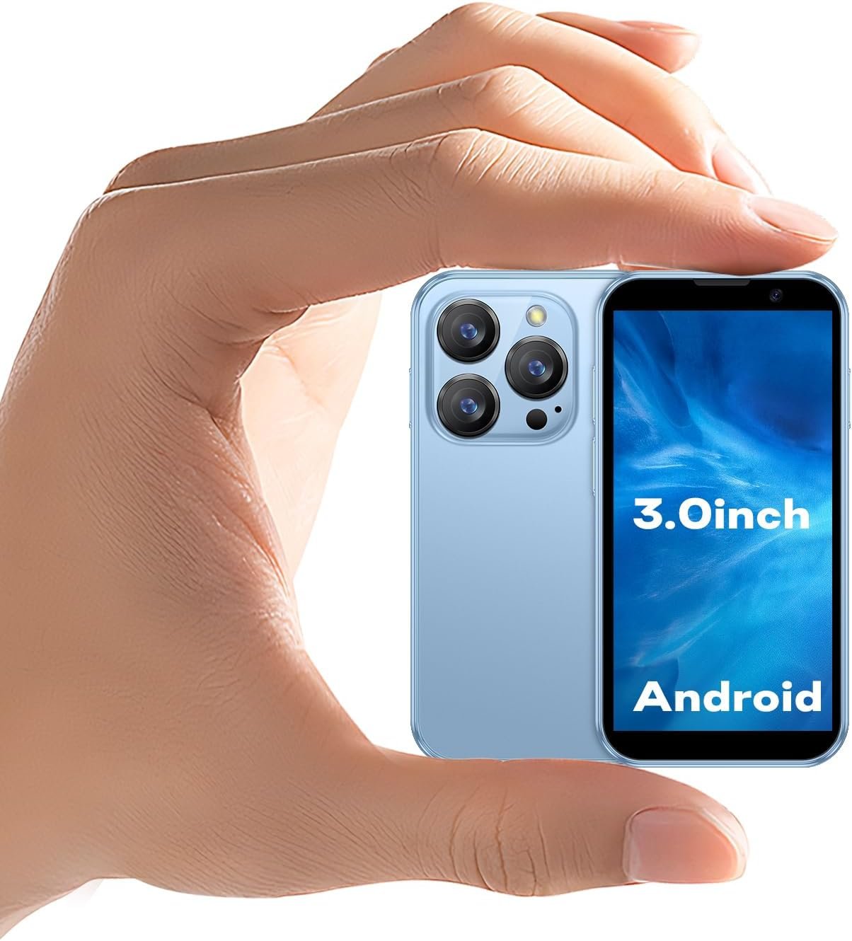 Small Intelligent 3G Unlocked Mobile Phone, with a 3-inch Screen, Dual SIM Dual Standby. It’s a Portable Spare Phone, Suitable for Kids and Students. (Blue, 2GB + 16GB)