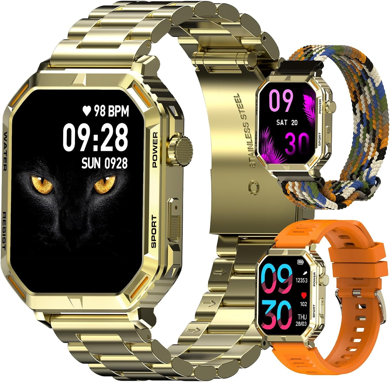 Smart Watch for Men with Answer/Make Calls, Fitness Tracker Watch with Waterproof 200+Sports Modes Health Monitor Sleep Monitor for iOS Android, Golden