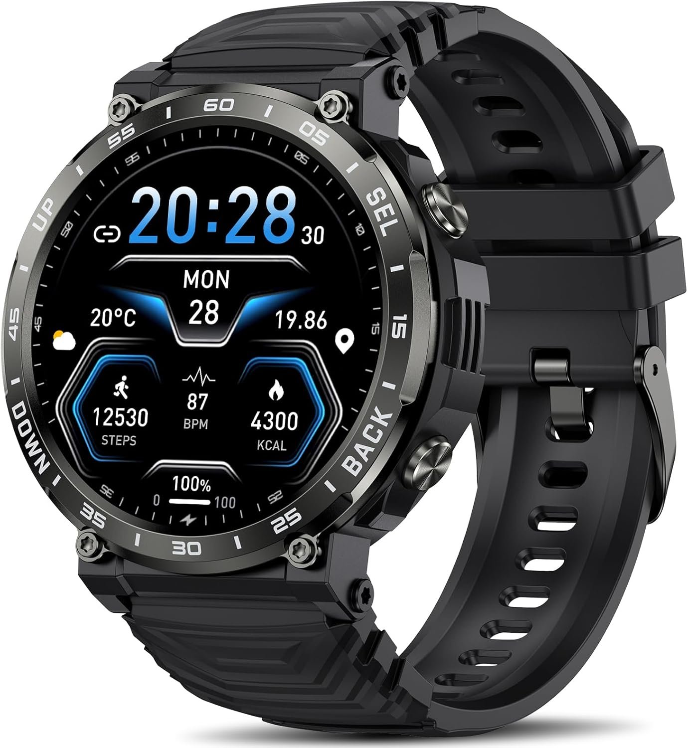 Smart Watches for Men-Bluetooth Call, 1.52″ Military Smart Watch for Android iPhone, Waterproof Fitness Tracker Watch with Sleep Tracker, 118 Sports Modes, Calorie/Step Counter for Walking/Running