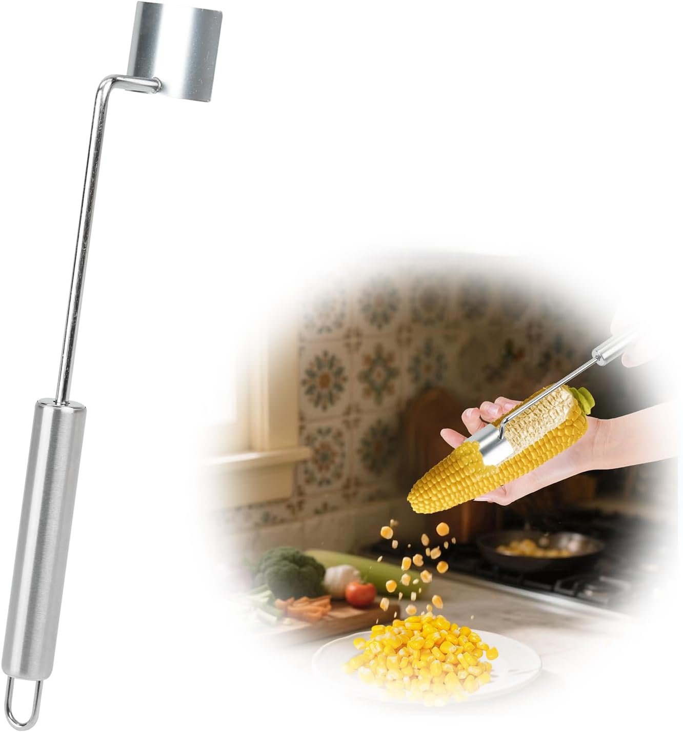 Stainless Steel Corn Peeler – Premium Corn Kernel Remover Tool for Corn on The Cob, Cob Corn Stripper, Heavy Duty Stainless Steel Handle, Kitchen Gadget for Home & Professional Use