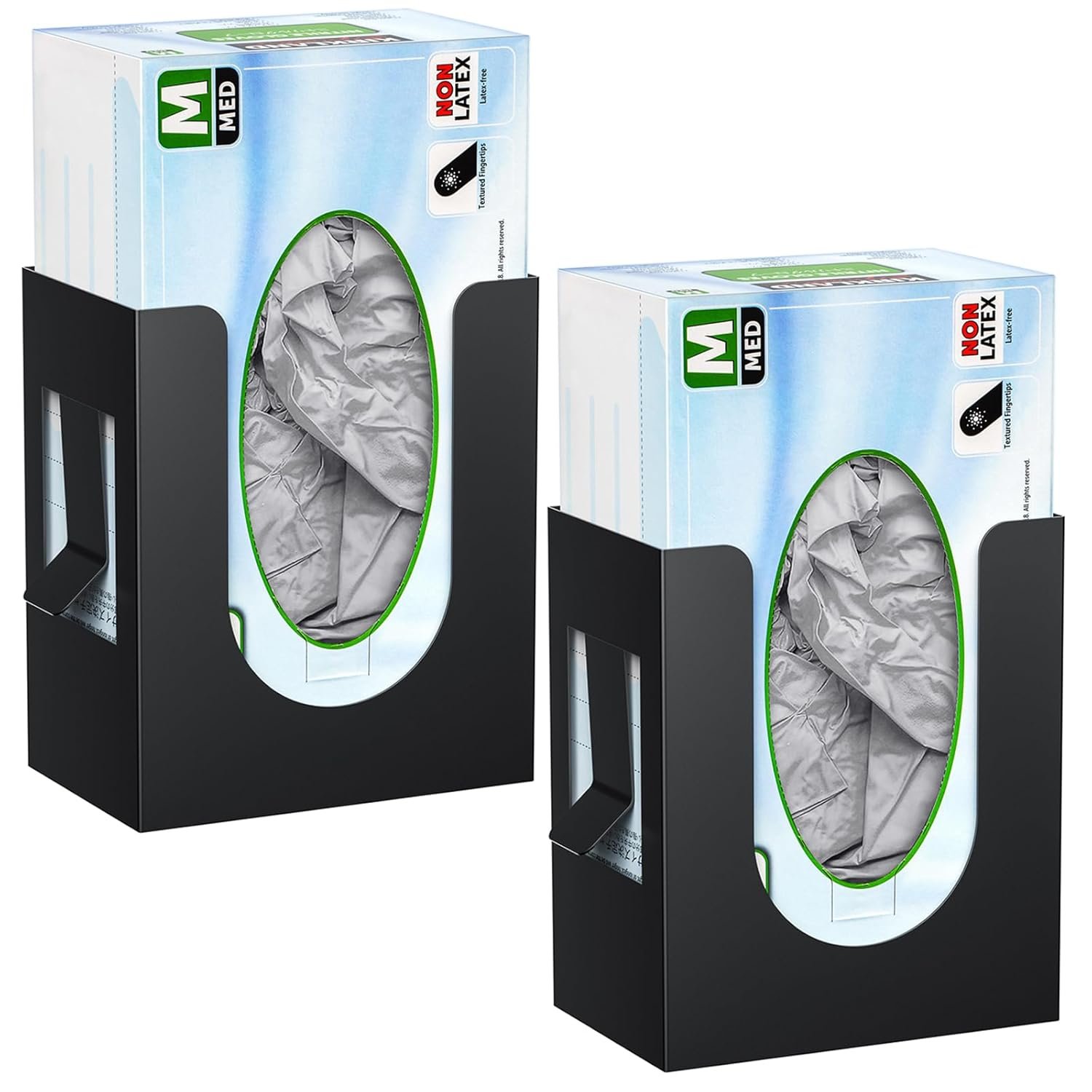 THYGIFTREE Magnetic Glove Box Holder 2 Pack, Wall Mount Metal Rubber Disposable Latex Gloves Tissue Dispenser for Tool Box Garage Workshop Kitchen, Black