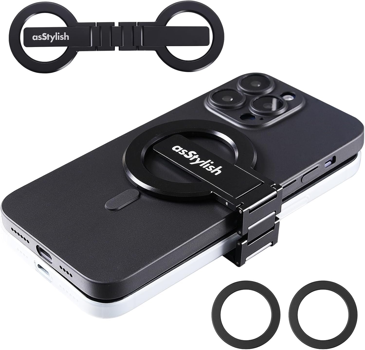 Twins Carry: Magnetic Dual-Phone Holder for iPhone & Android | Lightweight Solution for Professionals, Travelers & Gamers | Manage 2 Mobile Phones for Work, Personal Use (Black, General)