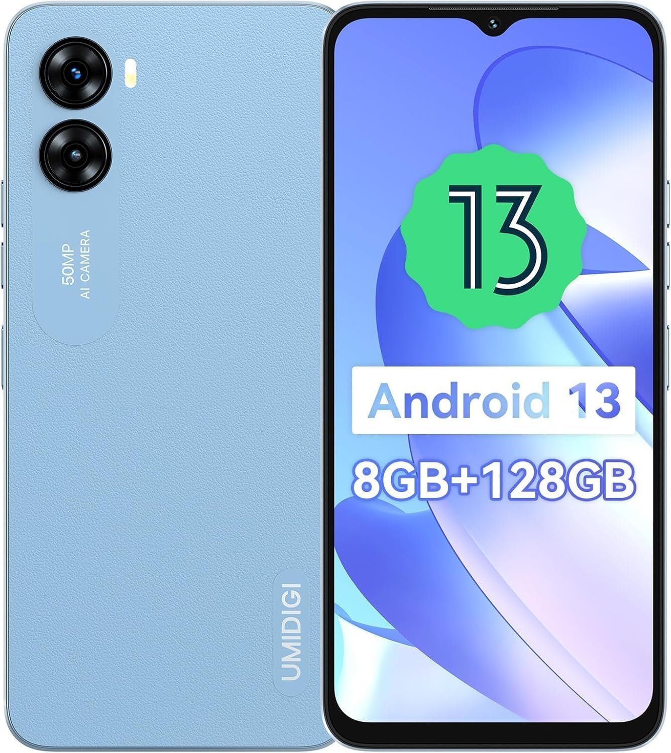 UMIDIGI G3 MAX (8+128GB) Android 13 Unlocked Cell Phone,50MP Ultra-Clear AI Camera Smartphone,6.6-inch FHD Display Android Phone,5150mAh Massive Battery Mobile Phone Support Expandable Up to 1TB