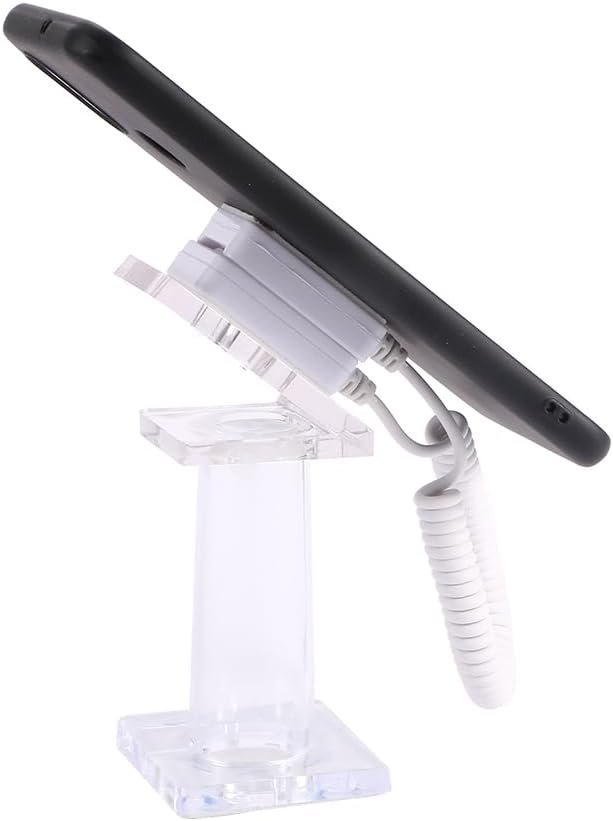Vctitil Mobile Phone Anti-Theft Display Stand Transparent Square Bracket with Spring Wires and Cables Durable Mobile Phone Base for Store Sales Stand