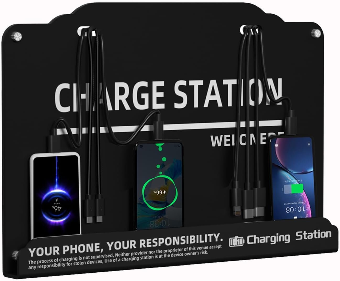 Wall Mounted Cell Phone Charging Station Mobile Phone Charging Station | Fast Charging 8 Device | Compatible with iPhone ipad Smartphone Tablets Port | Great for Offices Hotel Hospital Airport