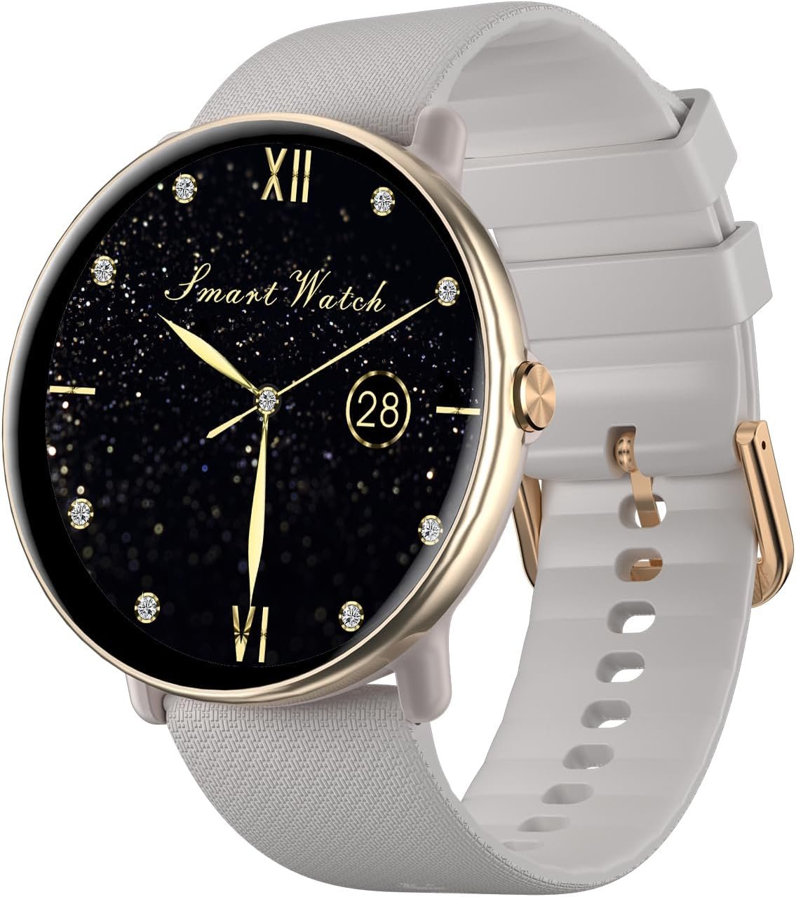 Wapik Smart Watches for Women 1.43″ AMOLED Display(Answer/Make Calls),Fitness Watches & Health Tracker,IP68 Waterproof Bluetooth Watch for iPhone Android Gold