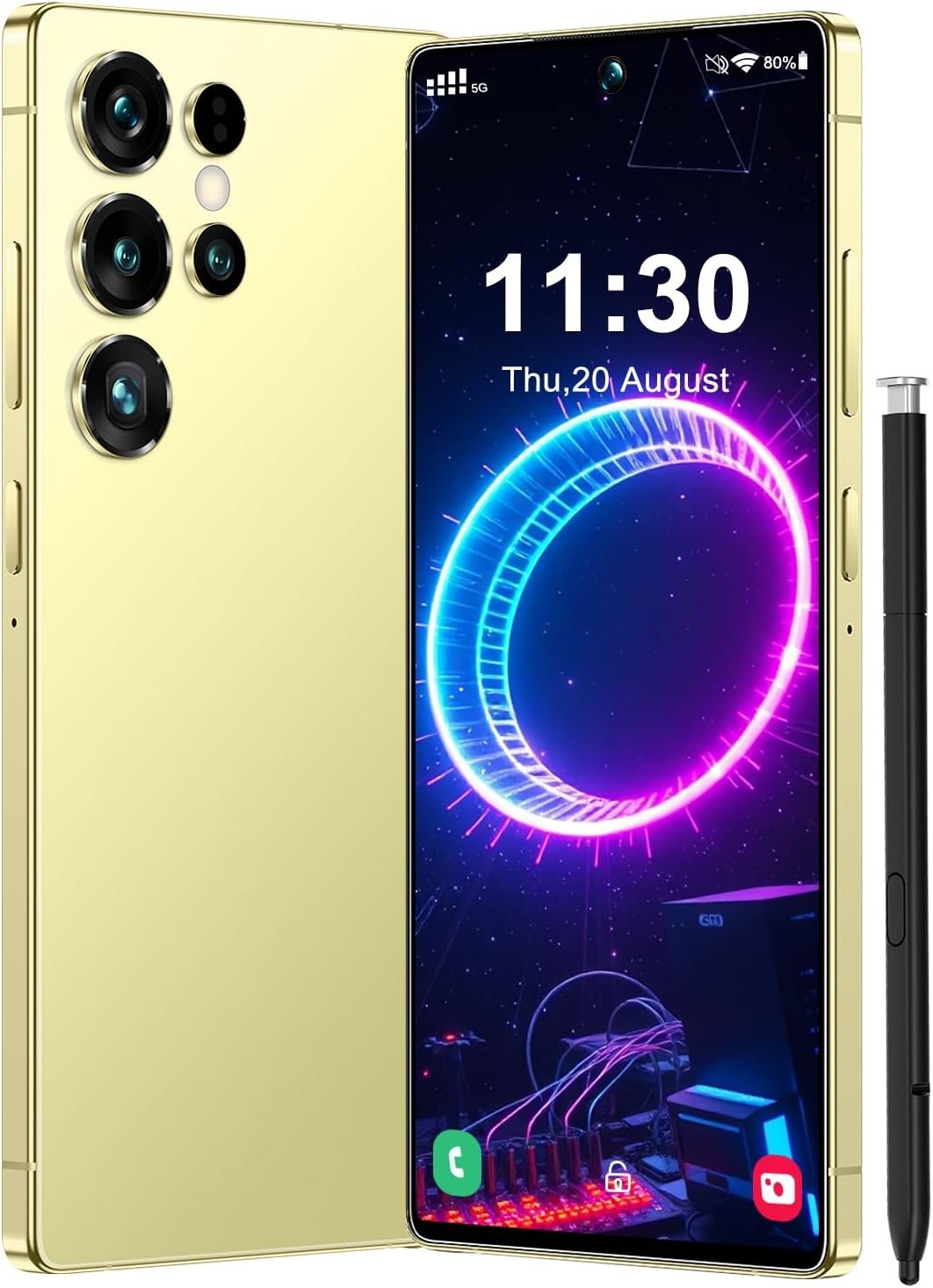 for G25 Ultra Unlocked Phone, 8+256GB Smartphone, Android 13.0,48+108MP Zoom Camera,6.82″ HD, 6800mAh,Dual SIM Cell Phone, Build-in Pen Phone (Golden)
