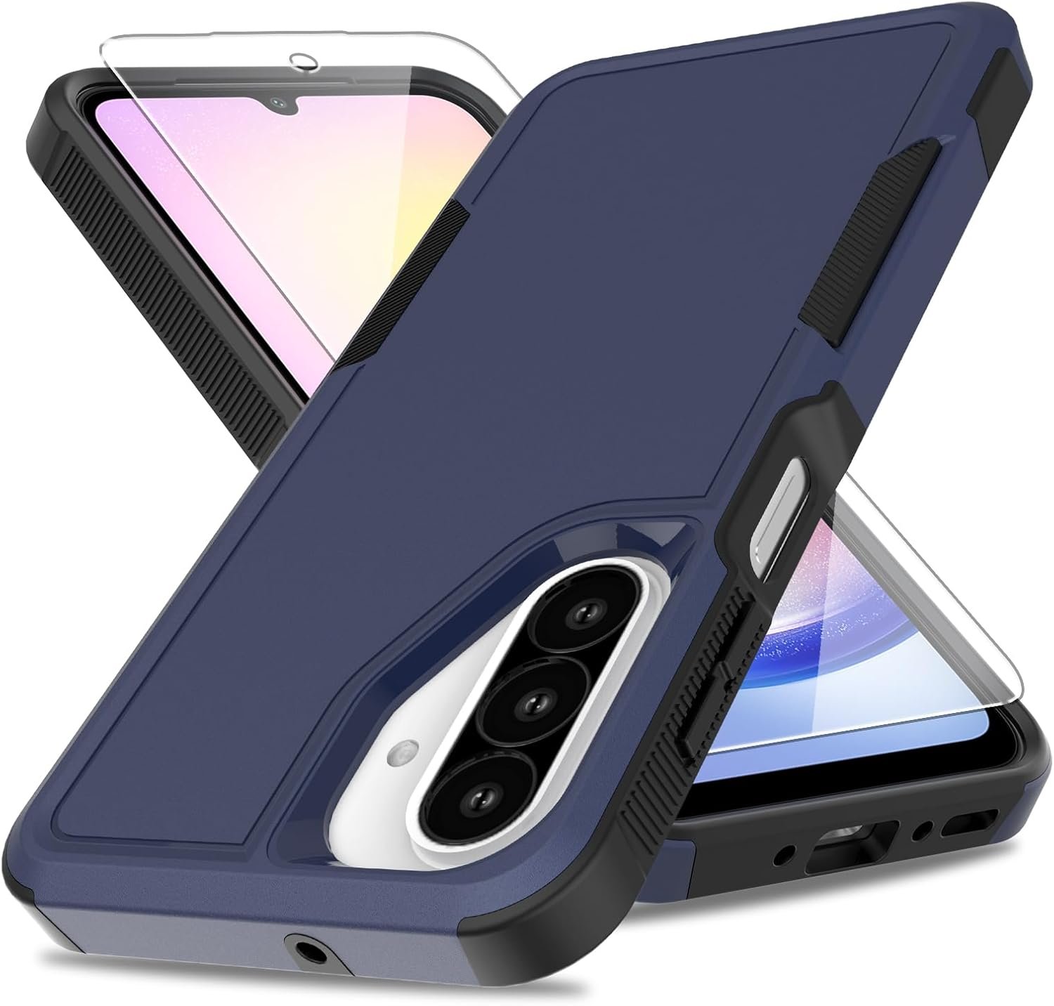 for Galaxy A26 5G Phone Case,[Military Grade Drop Tested] with Screen Protector,Dual Layer Protective Heavy Duty Cell Phone Cover Non-Slip Shockproof Rugged Case for Samsung A26 5G (Blue)