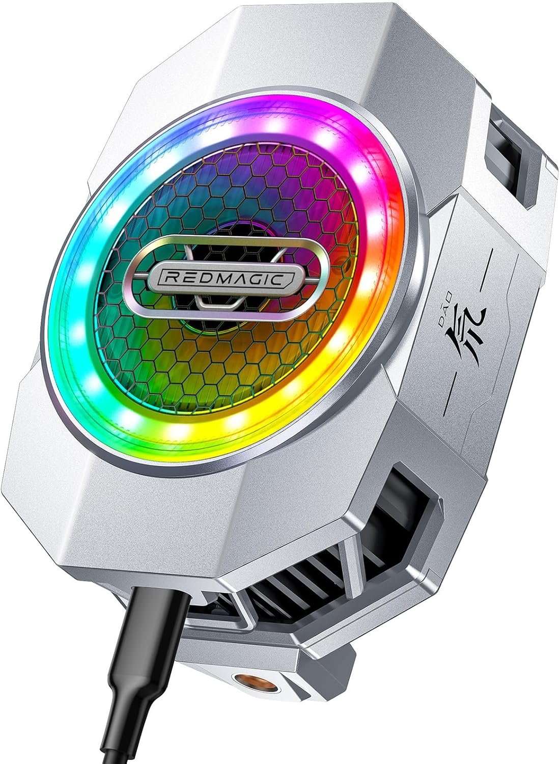 nubia RedMagic 6 Cell Phone Cooler for Gaming, 30W Cellphone Radiator with Retractable Clip for Live Streaming Bracket, Graphene Heatsink RGB LED Mobile Phone Cooling Fan Settings for 2.7-3.3 in